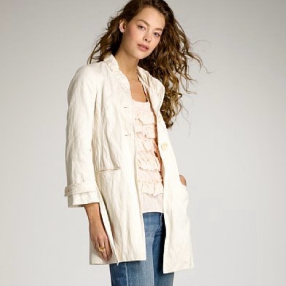 J. Crew Cream White Ivory Khaki Trench Coat Rain Jacket Pink Fall Twisted Tan 8